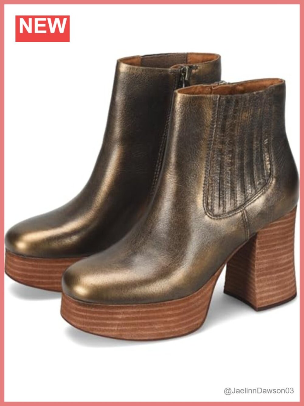 KORK-EASE Baylie Leather Ankle Boot Chelsea Stacked Heel Zip